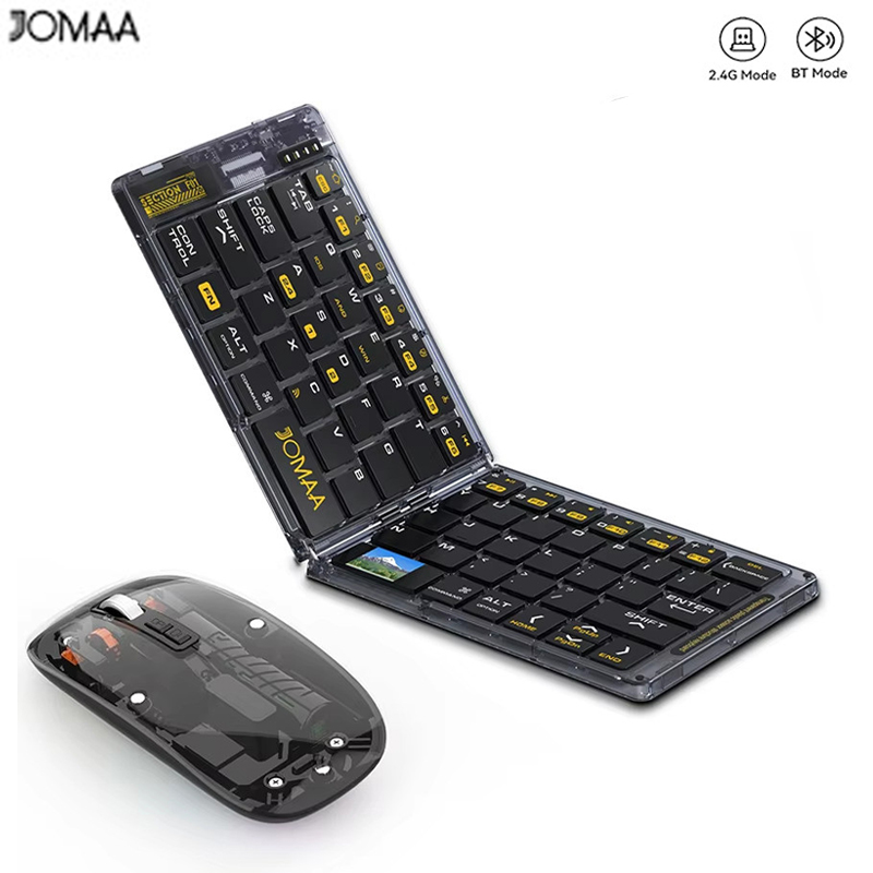 Korean Desk Setup - Jomaa Transparent Foldable Wireless Keyboard Bluetooth