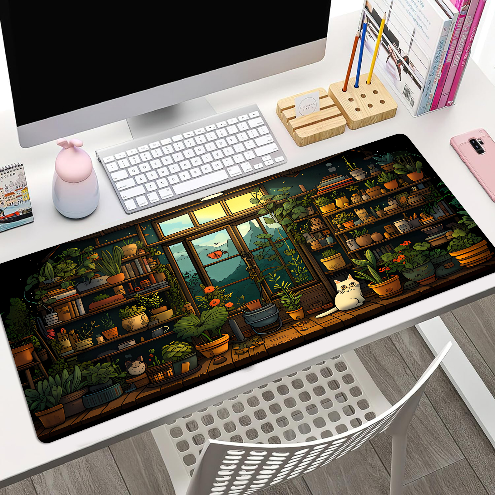 Desk Setup Kawaii - Cute Cat Mouse Pad Desk Pad