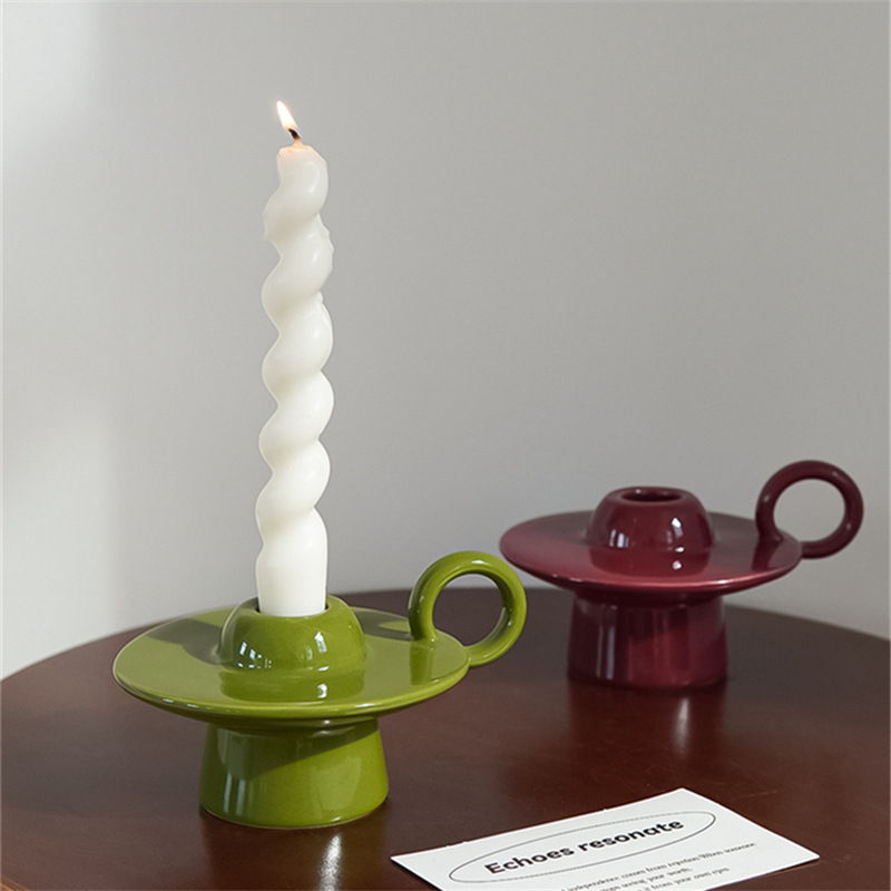 Desk Setup Retro - European Flying Saucer Shape Tall Candlestick,