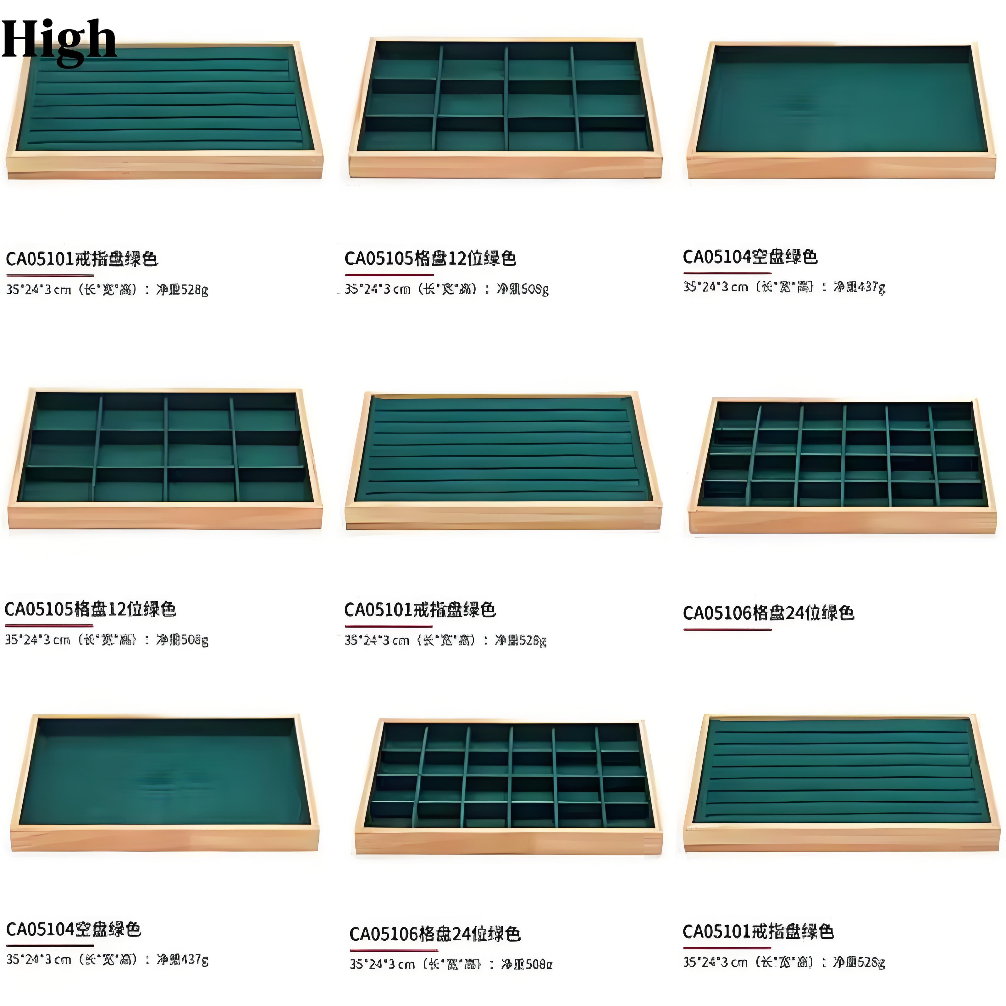 Drawer Organizer Bamboo - Dark Green Velvet Bamboo Jewelry Display