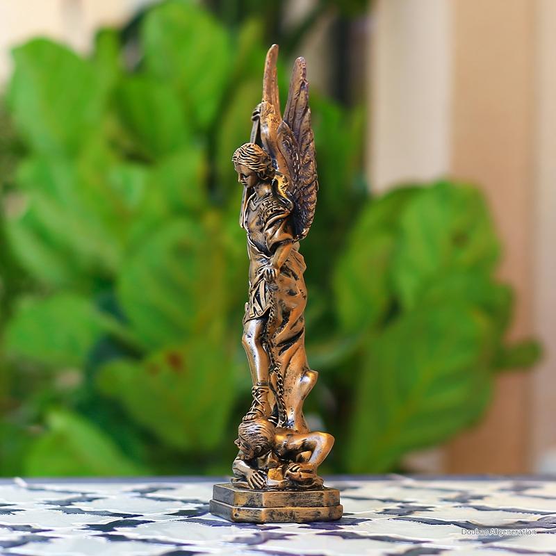 Desk Setup Retro - Retro Bronze Saint Michael Angel Resin