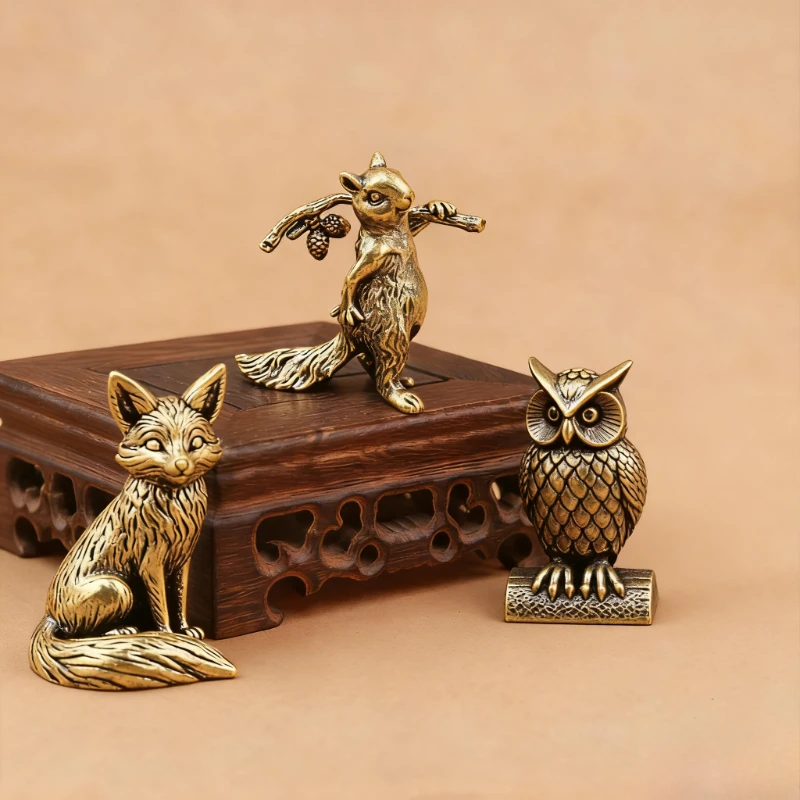 Desk Setup Retro - 1PC Owl Brass Ornament Handmade Boho