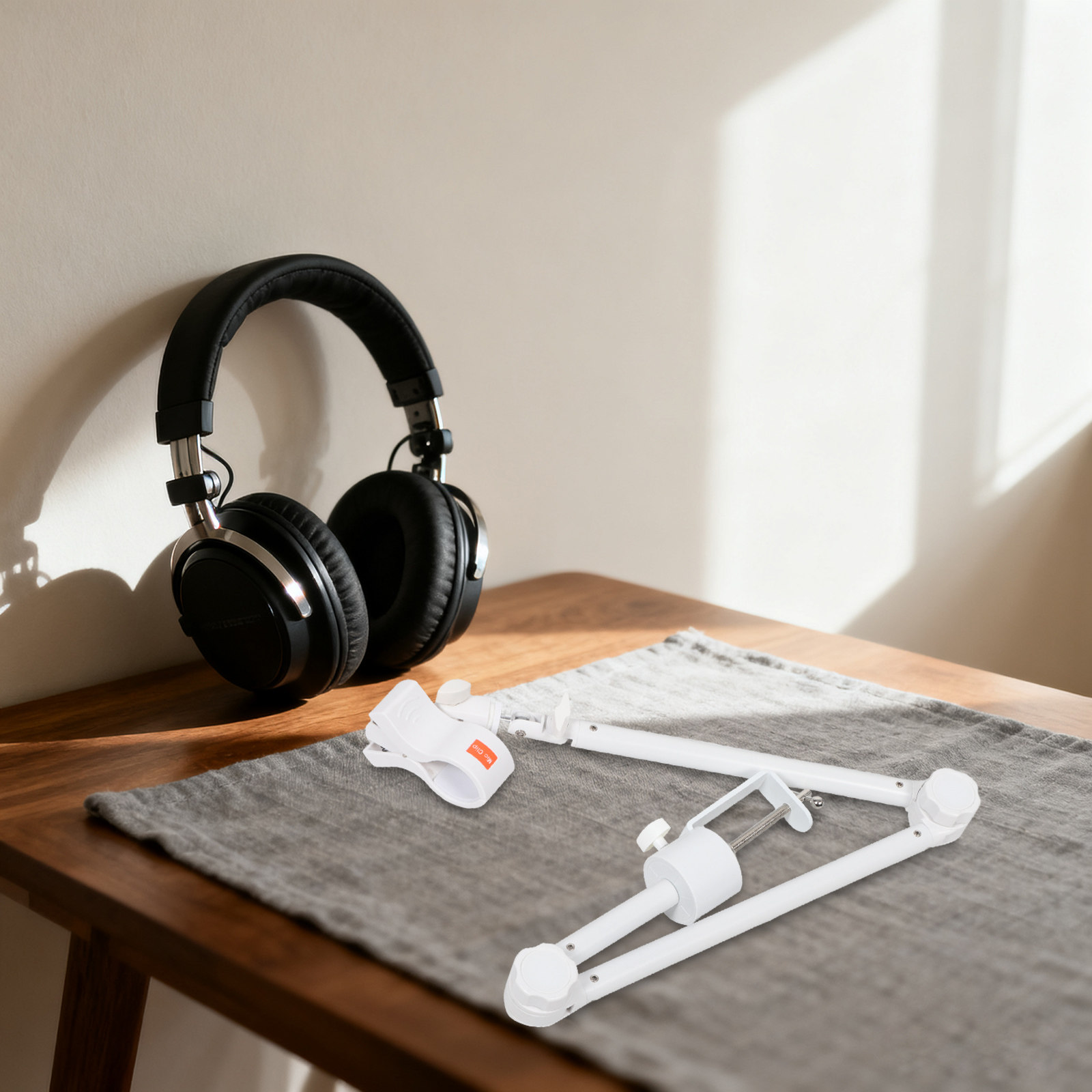 Desk Setup With Mic - Desktop Mounted Adjustable Mic Boom Arm