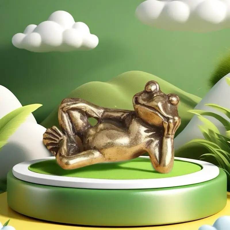 Retro brass sleeping frog stat - đánh giá và giá Desk Setup Retro