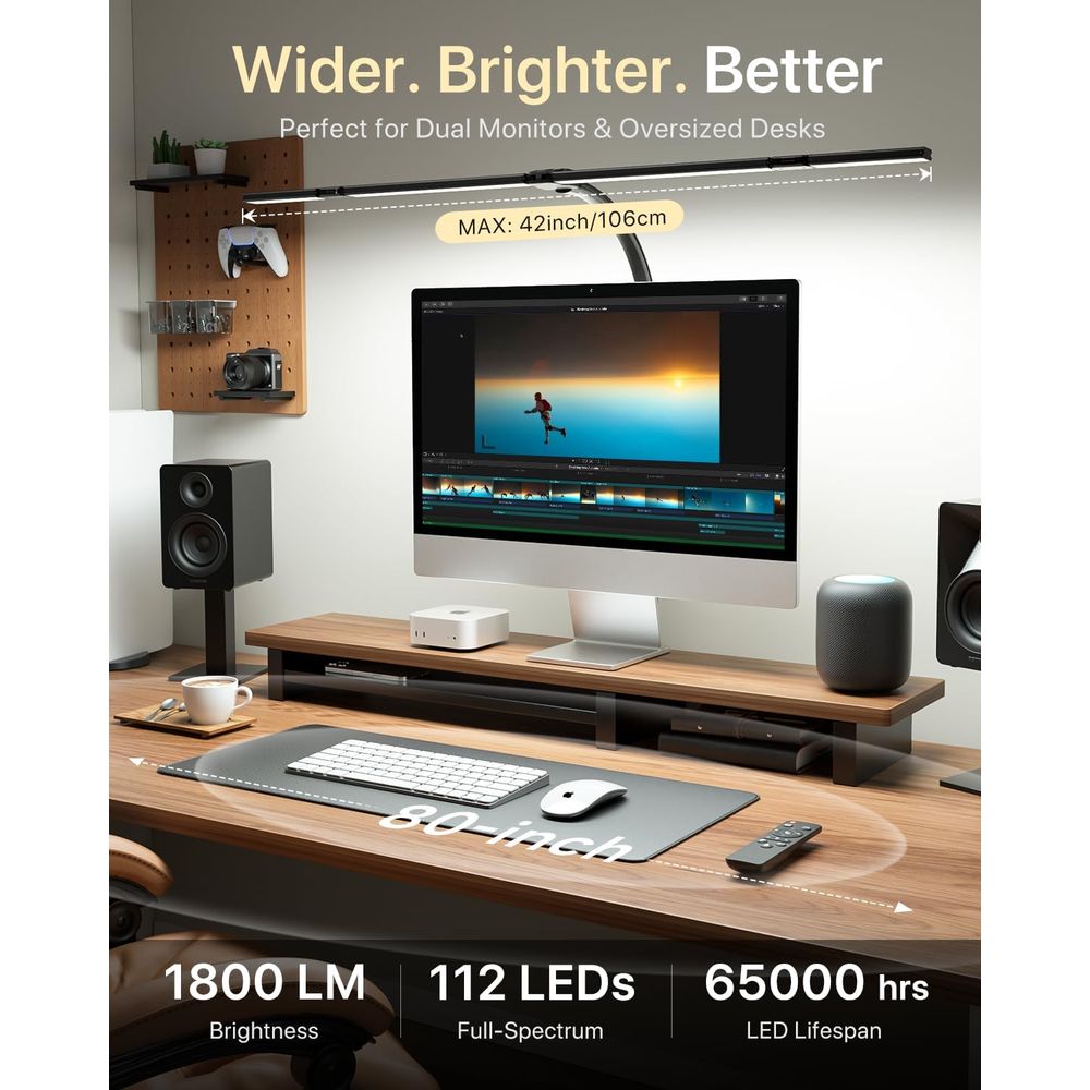 42-inch LED Desk Lamp with Adj - đánh giá và giá Desk Setup Dual Monitor