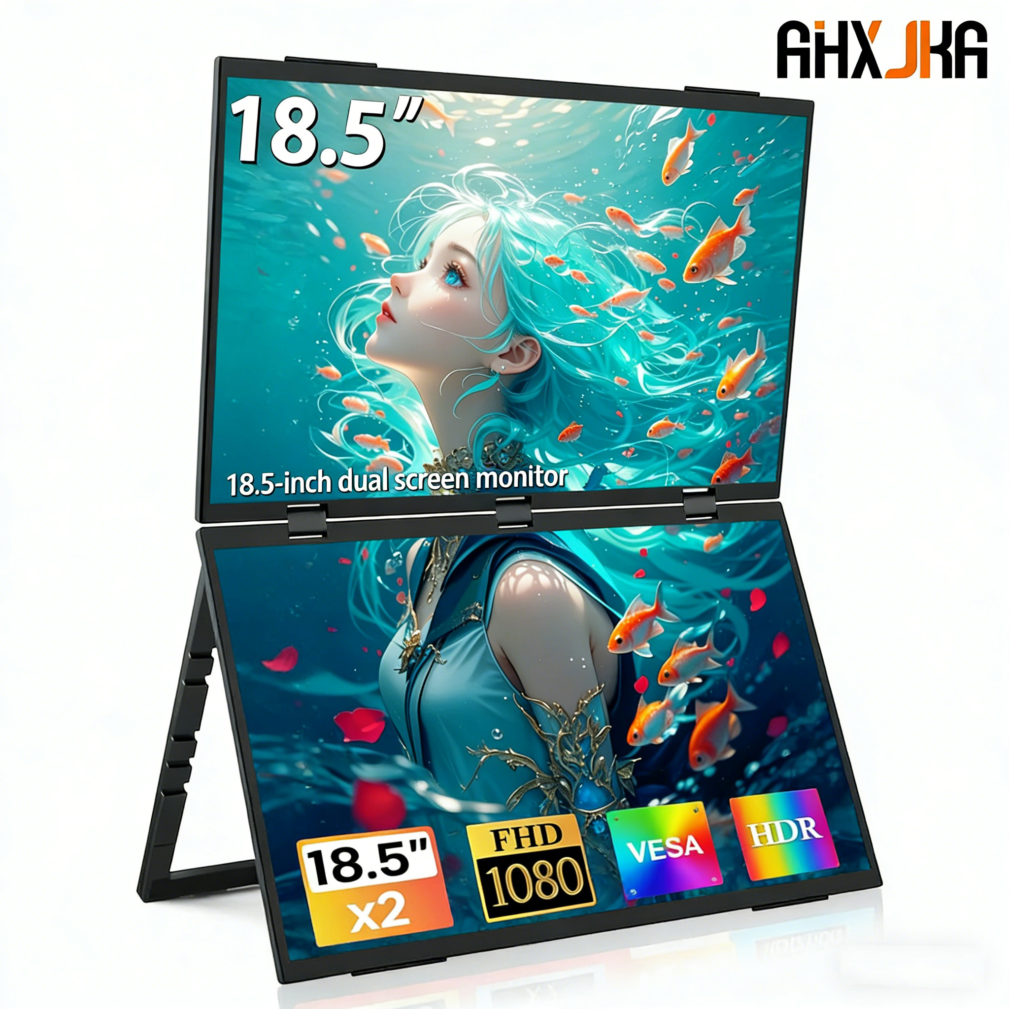 AHXJKA 18.5-Inch 100Hz Dual Sc - đánh giá và giá Dual Monitor Desk Setup