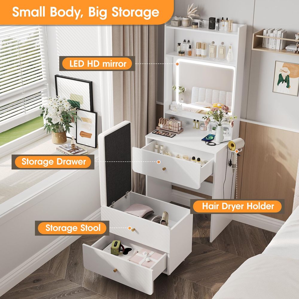 Make Up Vanity Desk with Mirro - đánh giá và giá Desk Setup Small