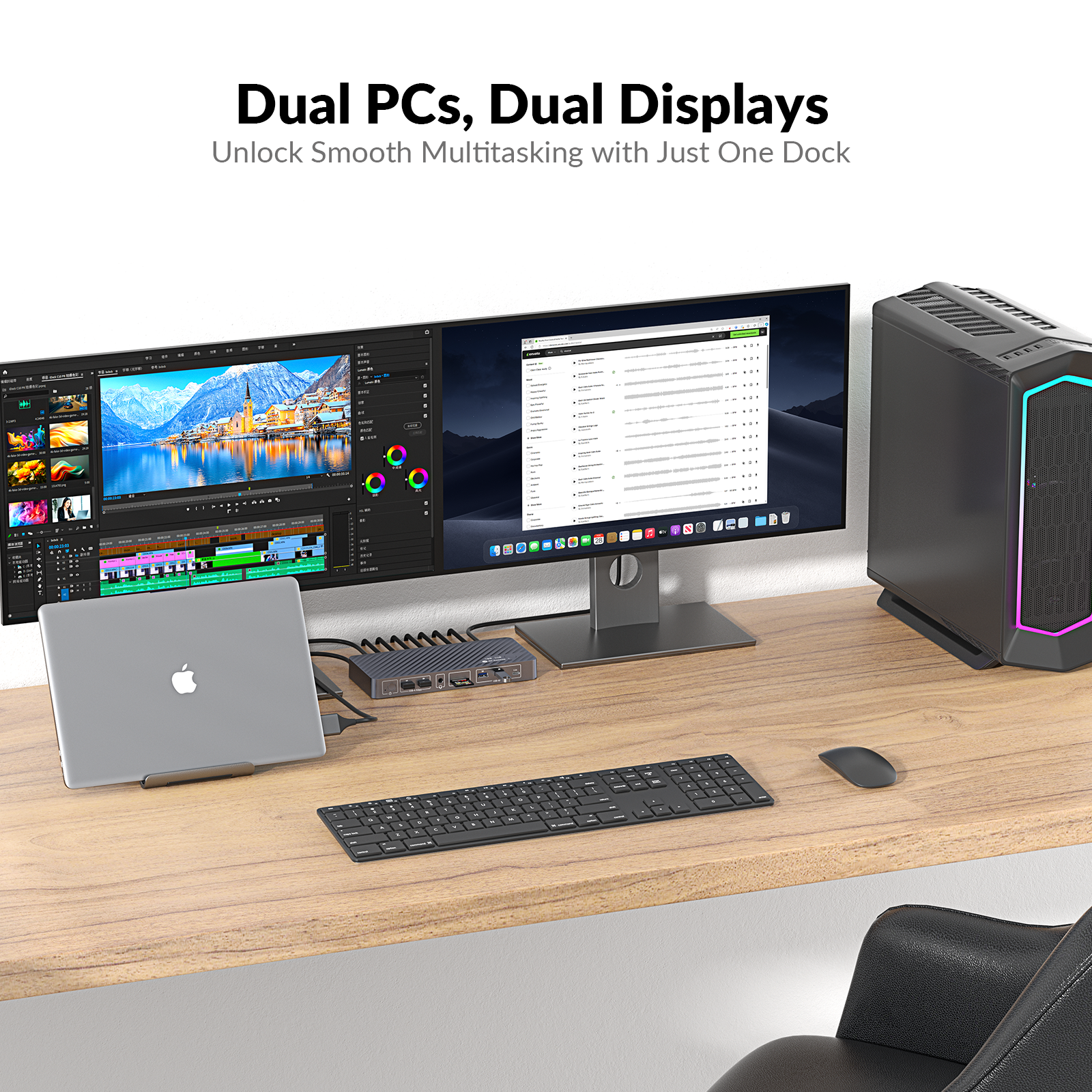 USB-C Docking Station for MacB - đánh giá và giá Dual Monitor Desk Setup
