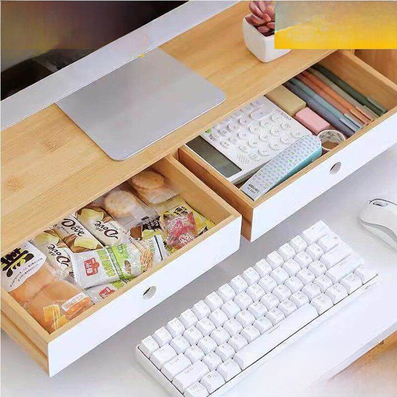 Bamboo Computer Monitor Stand  - đánh giá và giá Drawer Organizer Bamboo