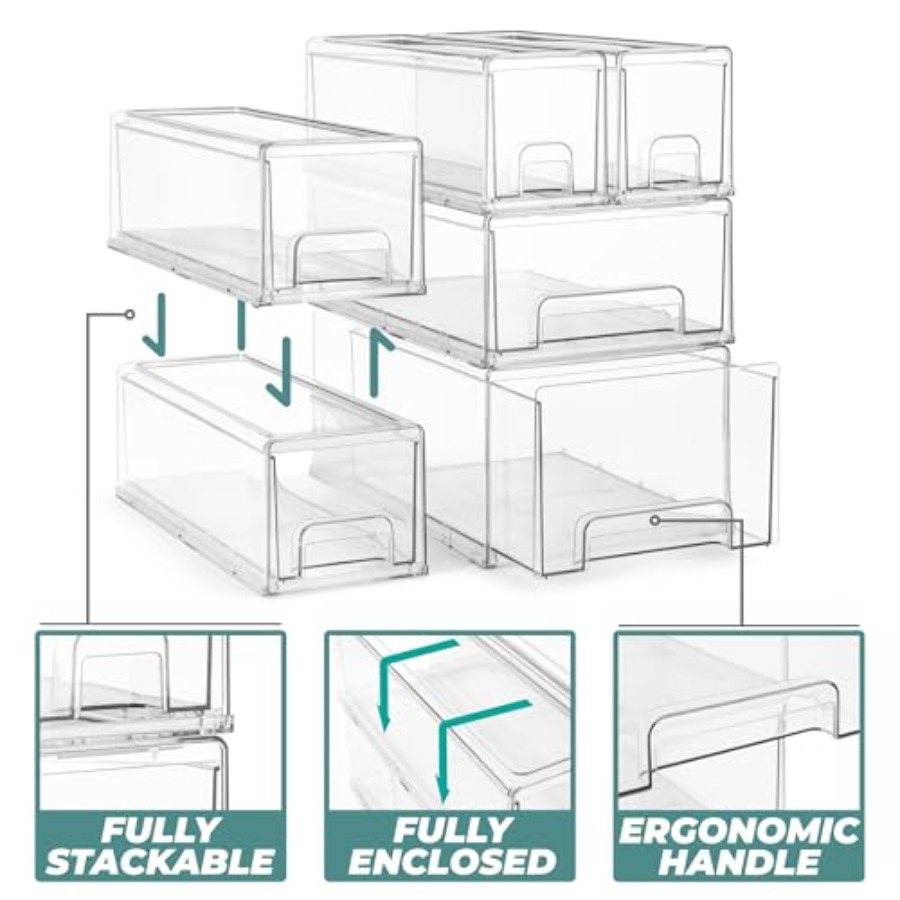Clear Plastic Organizer Bins w - đánh giá và giá Drawer Organizer Bamboo