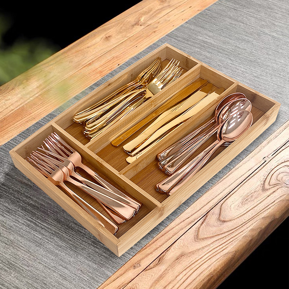 Bamboo Cutlery Divide Storage  - đánh giá và giá Drawer Organizer Bamboo