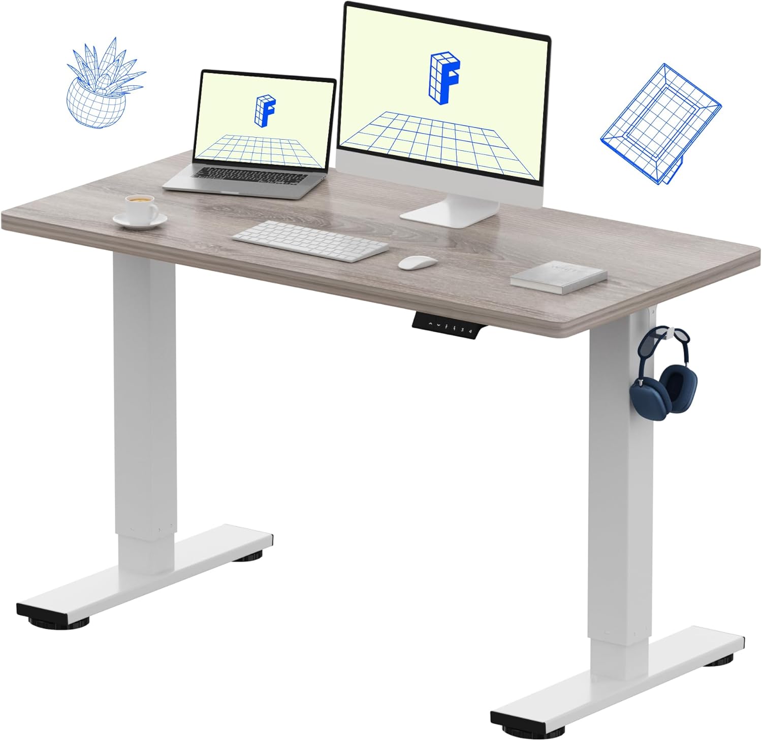One-Piece Electric Height Adju - đánh giá và giá Desk Setup Home Office