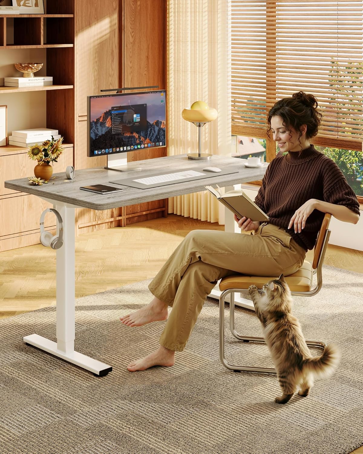 One-Piece Electric Height Adju - đánh giá và giá Desk Setup Home Office