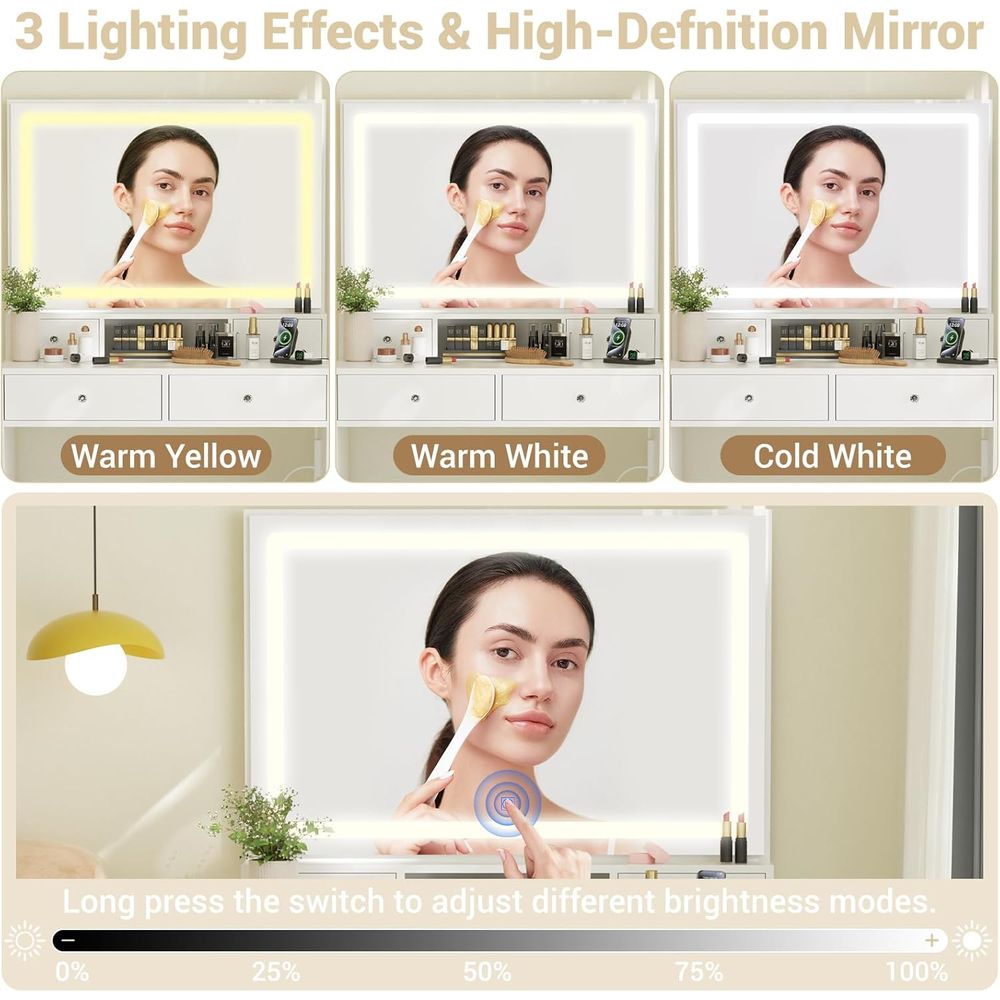 Makeup Vanity Desk with Mirror - đánh giá và giá Desk Setup Small