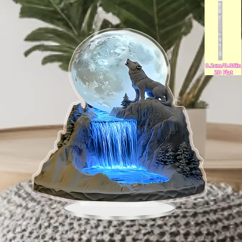 1PCS Wolf and Full Moon Deskto - đánh giá và giá Korean Desk Setup