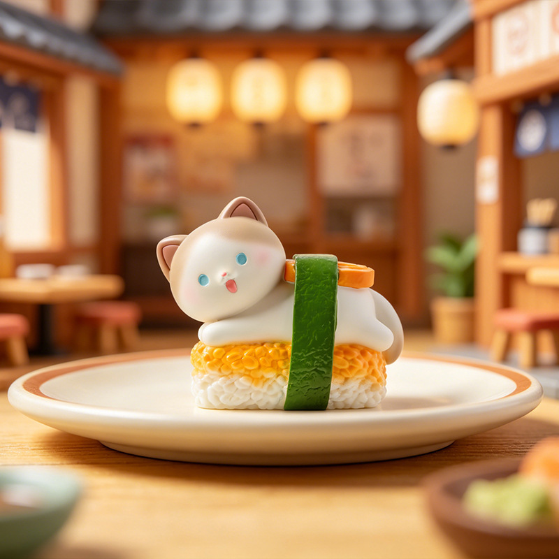 Kawaii Action Figure Sushi Cat - đánh giá và giá Desk Setup Kawaii