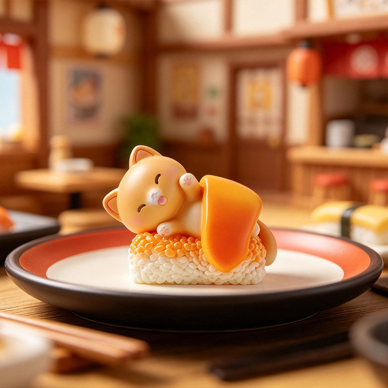 Kawaii Action Figure Sushi Cat - đánh giá và giá Desk Setup Kawaii