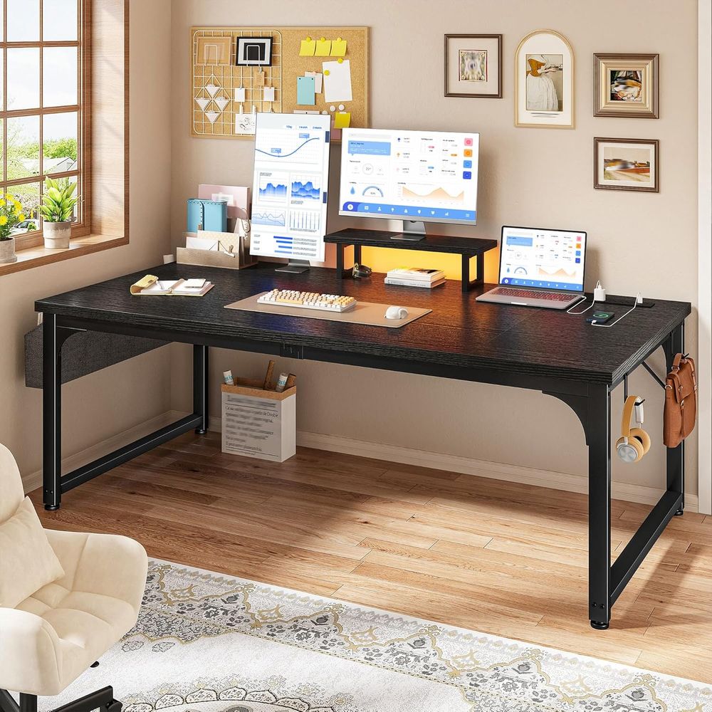 55 Inch LED Gaming Desk with P - đánh giá và giá Desk Setup Dual Monitor