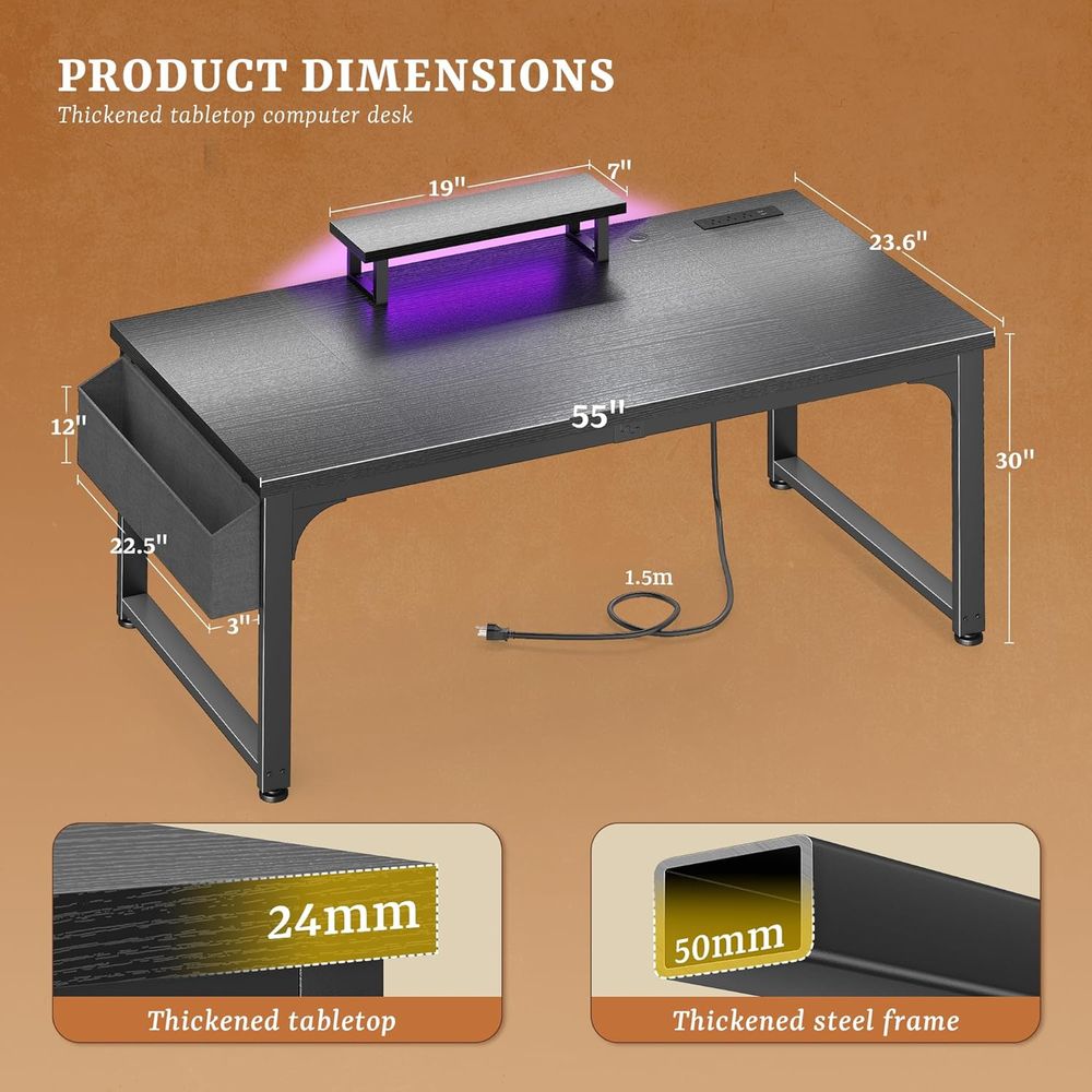 55 Inch LED Gaming Desk with P - đánh giá và giá Desk Setup Dual Monitor