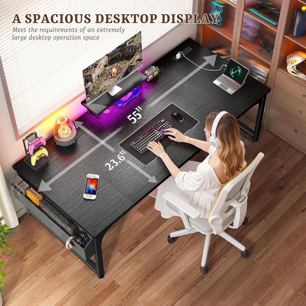 55 Inch LED Gaming Desk with P - đánh giá và giá Desk Setup Dual Monitor