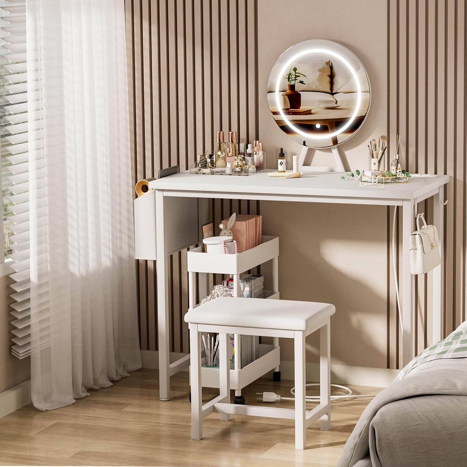Makeup Vanity Desk with Mirror - đánh giá và giá Desk Setup Small