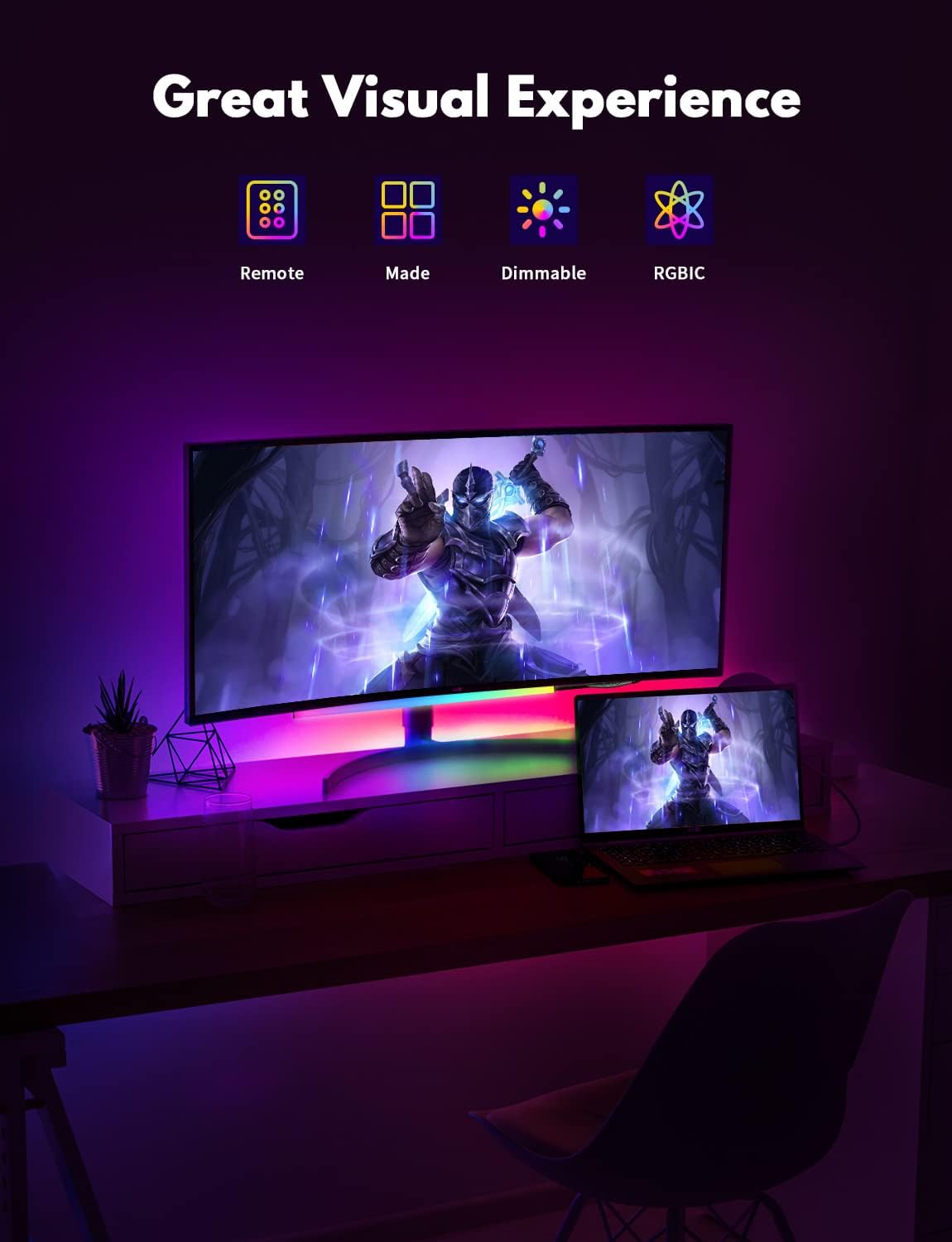 RGB Monitor Light Bar, USB Pow - đánh giá và giá Desk Setup Reference