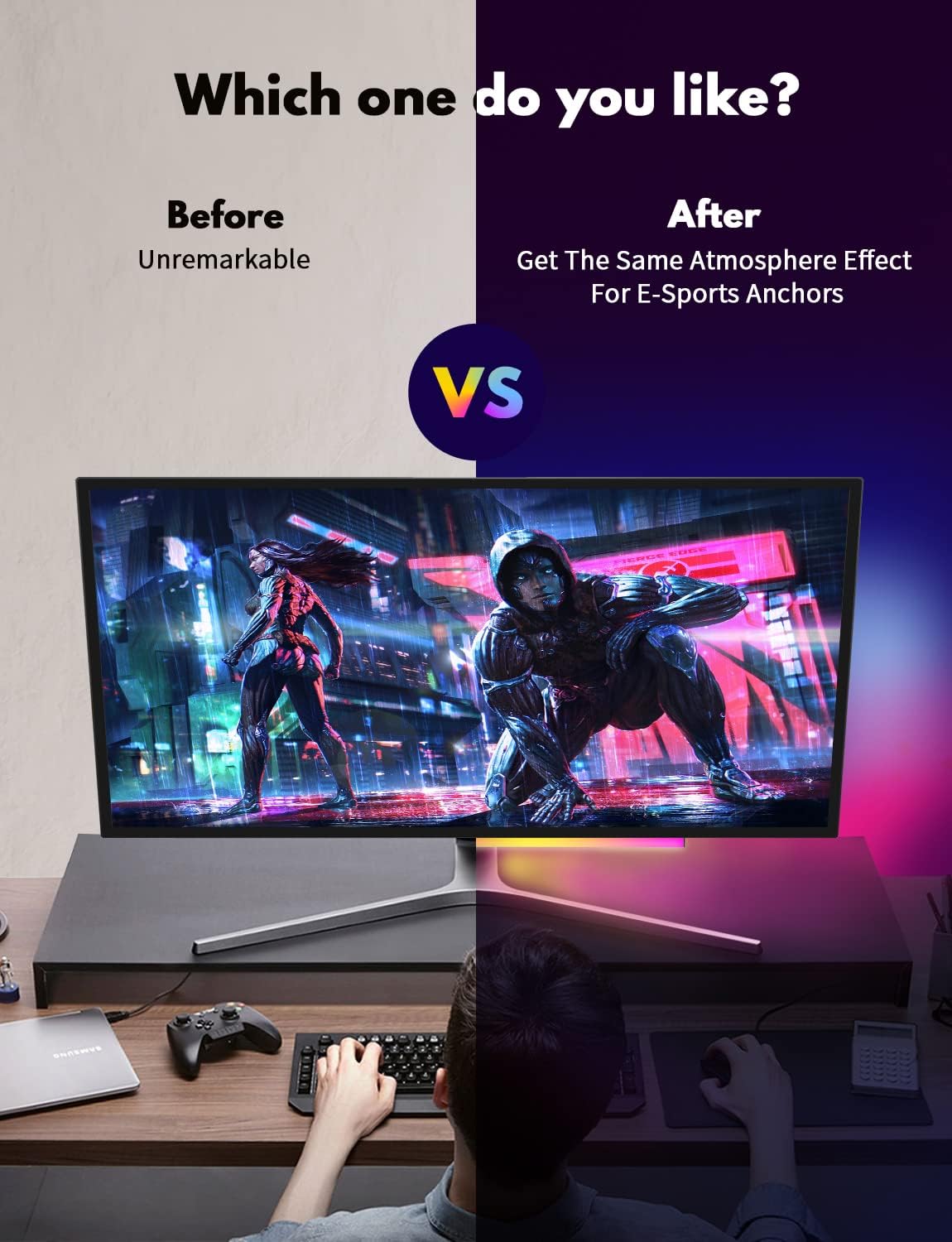 RGB Monitor Light Bar, USB Pow - đánh giá và giá Desk Setup Reference