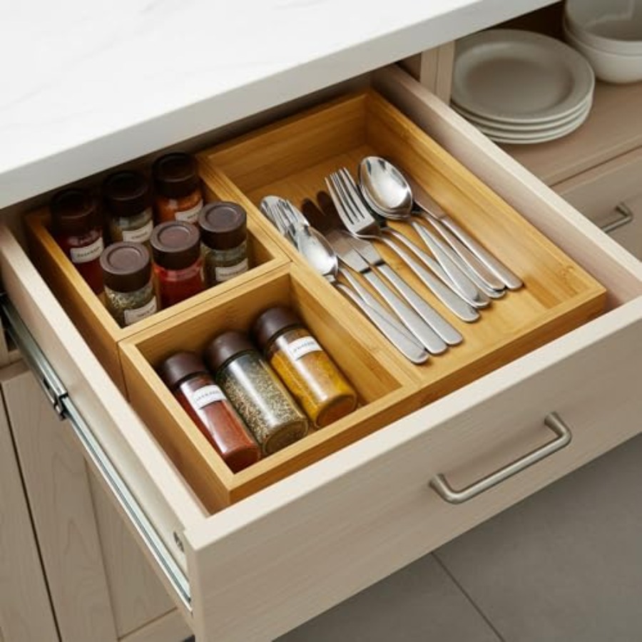 Solid Bamboo Small Drawer Orga - đánh giá và giá Drawer Organizer Bamboo
