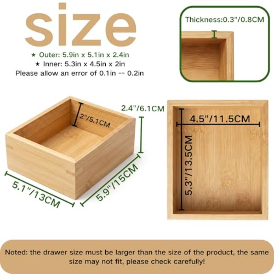 Solid Bamboo Small Drawer Orga - đánh giá và giá Drawer Organizer Bamboo