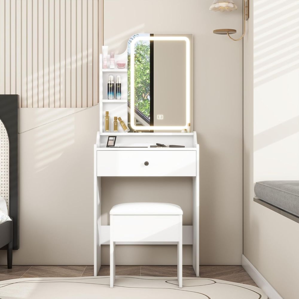 Small Makeup Vanity Desk with  - đánh giá và giá Desk Setup Small