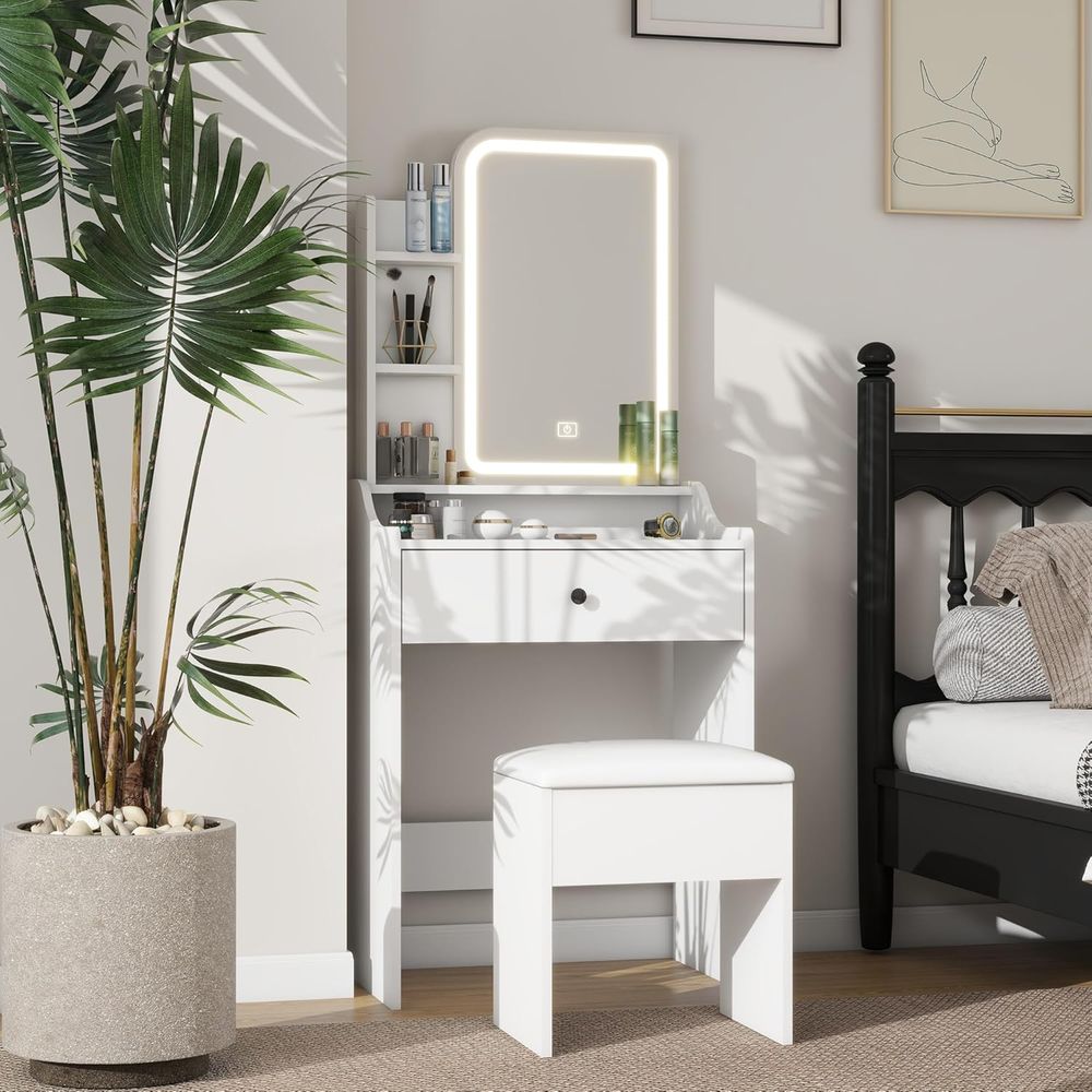 Small Makeup Vanity Desk with  - đánh giá và giá Desk Setup Small