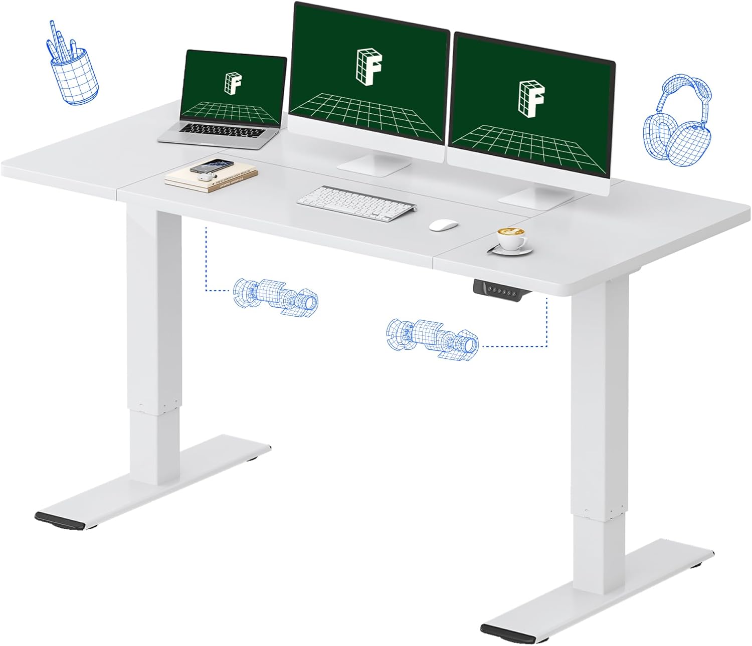 Large Electric Standing Desk w - đánh giá và giá Desk Setup Dual Monitor