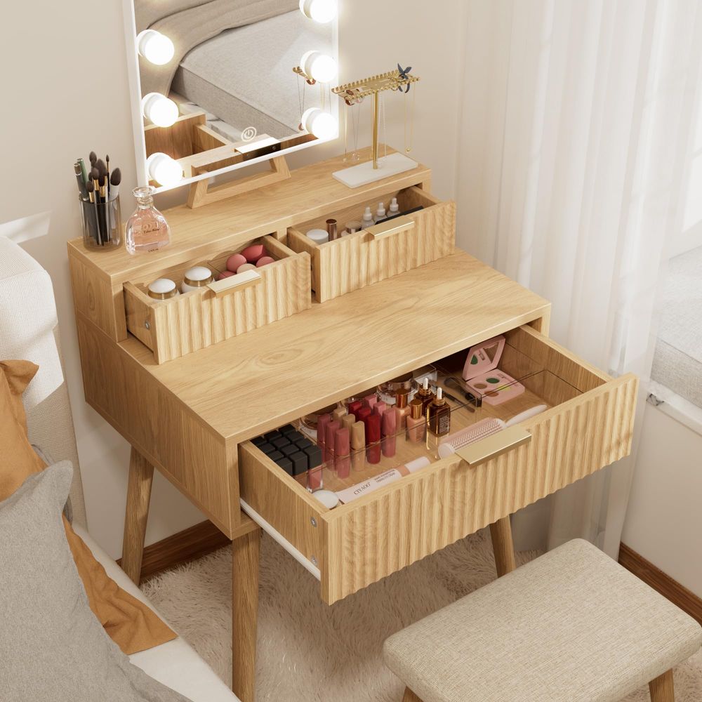 Small Vanity Desk with Hollywo - đánh giá và giá Desk Setup Small