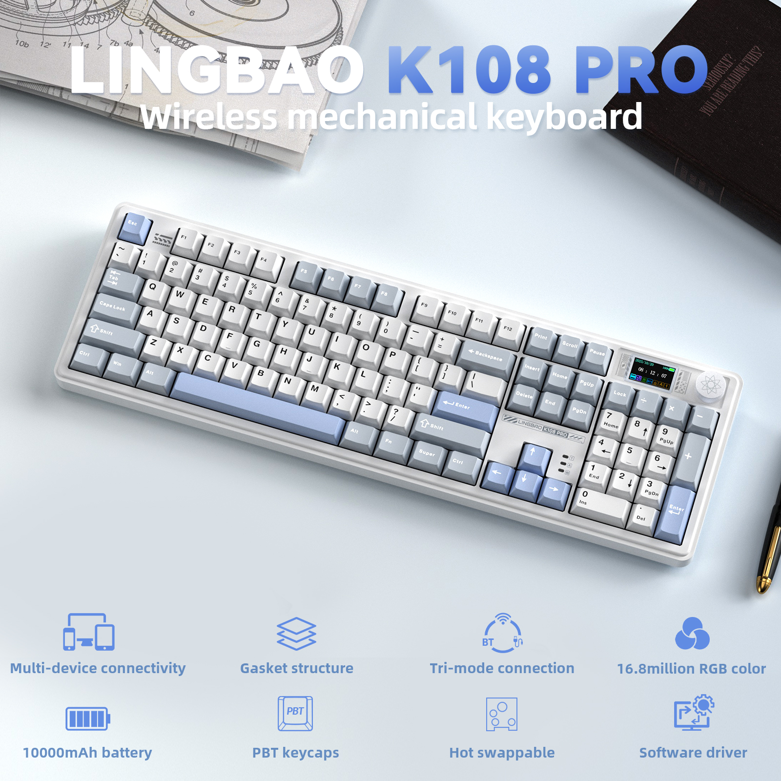 LINGBAO K108pro Mechanical Key - đánh giá và giá Korean Desk Setup