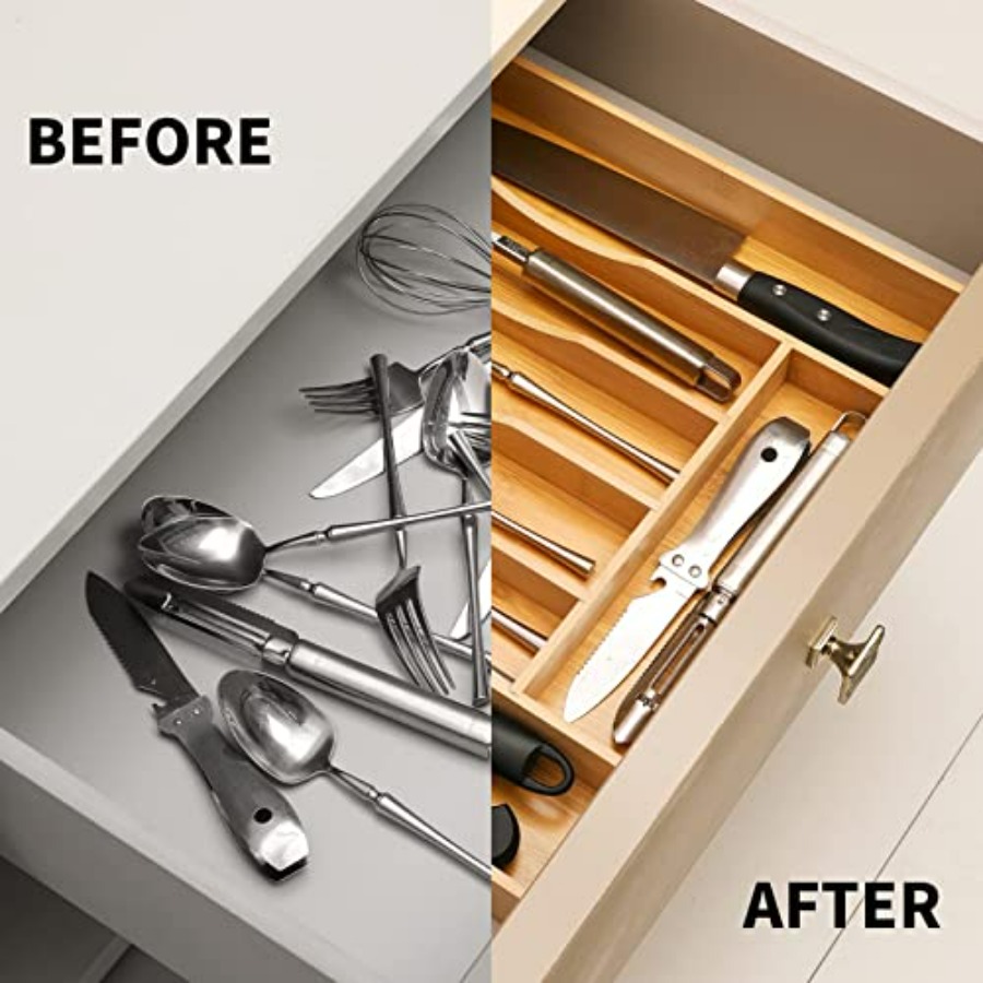 Expandable Bamboo Kitchen Draw - đánh giá và giá Drawer Organizer Bamboo