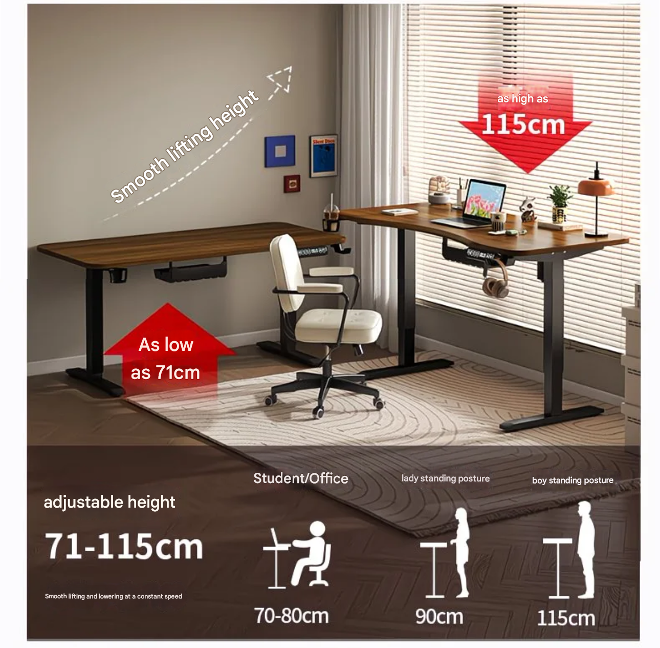 80/100/120/140cm Height Adjust - đánh giá và giá Desk Setup Home Office