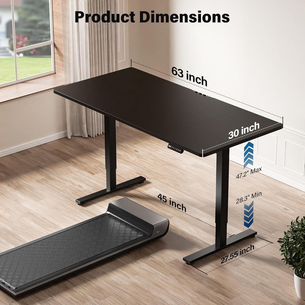 Large 63x30 Electric Adjustabl - đánh giá và giá Desk Setup Dual Monitor