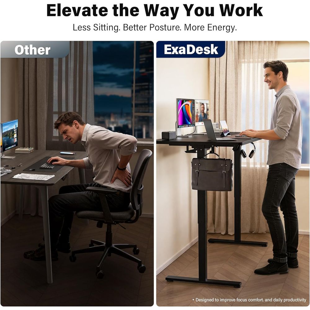 Large 63x30 Electric Adjustabl - đánh giá và giá Desk Setup Dual Monitor