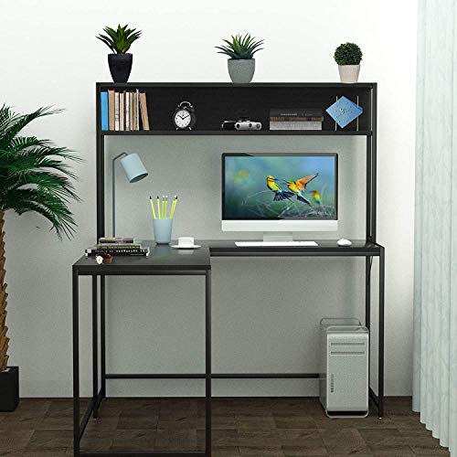 55 Inch Black L-Shape Corner W - đánh giá và giá Desk Setup Dual Monitor