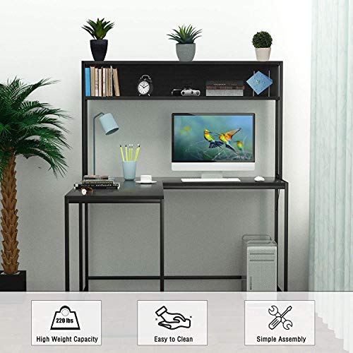 55 Inch Black L-Shape Corner W - đánh giá và giá Desk Setup Dual Monitor