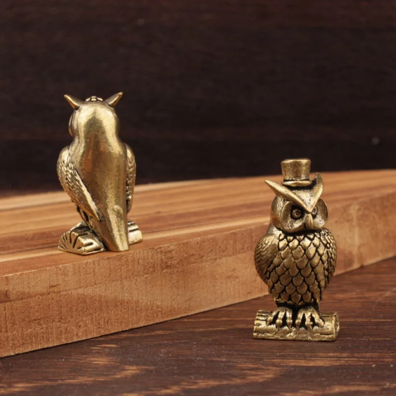 1PC Owl Brass Ornament Handmad - đánh giá và giá Desk Setup Retro