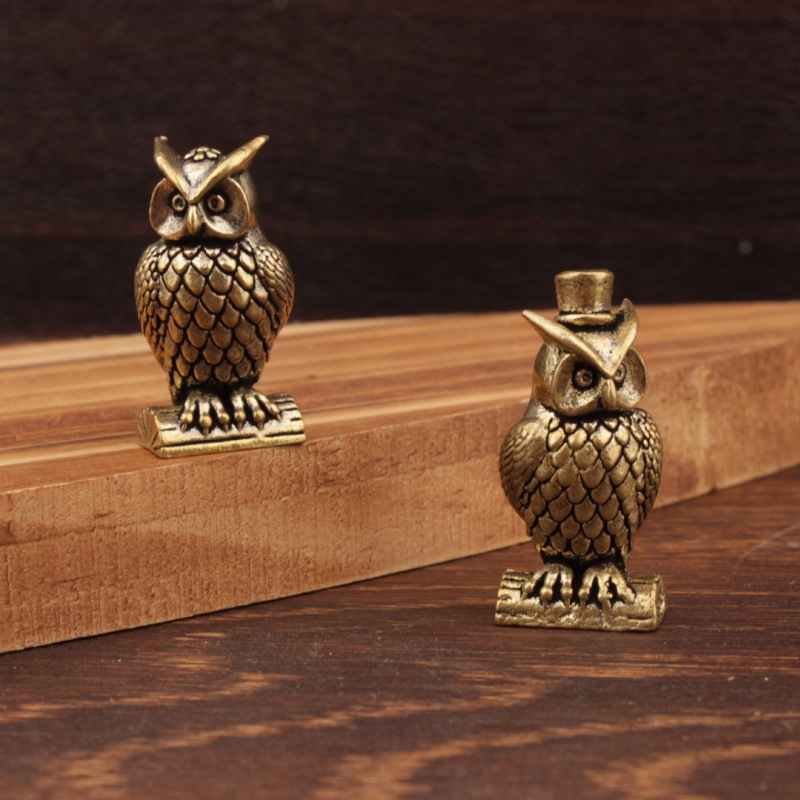 1PC Owl Brass Ornament Handmad - đánh giá và giá Desk Setup Retro