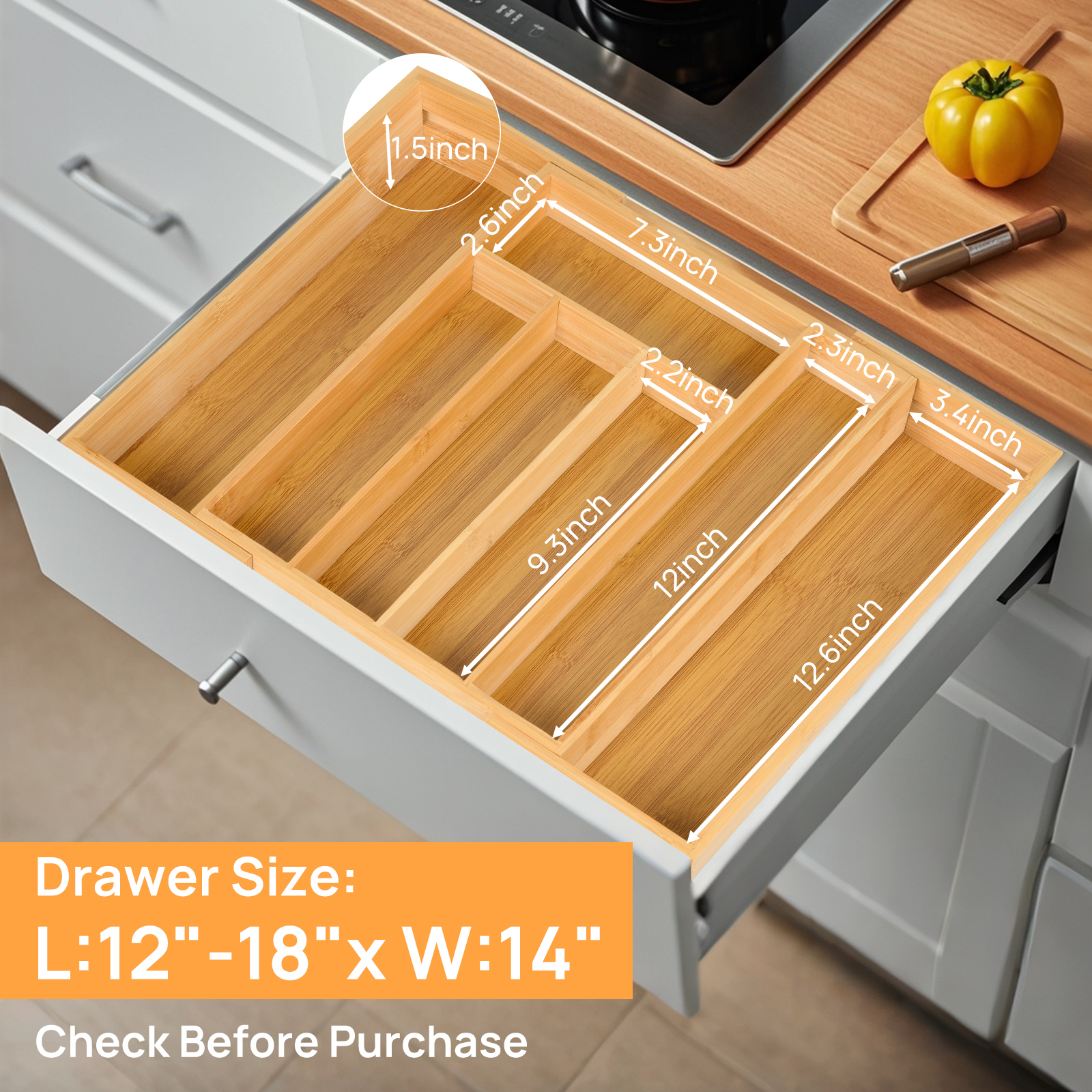 Bamboo Kitchen Drawer Organize - đánh giá và giá Drawer Organizer Bamboo