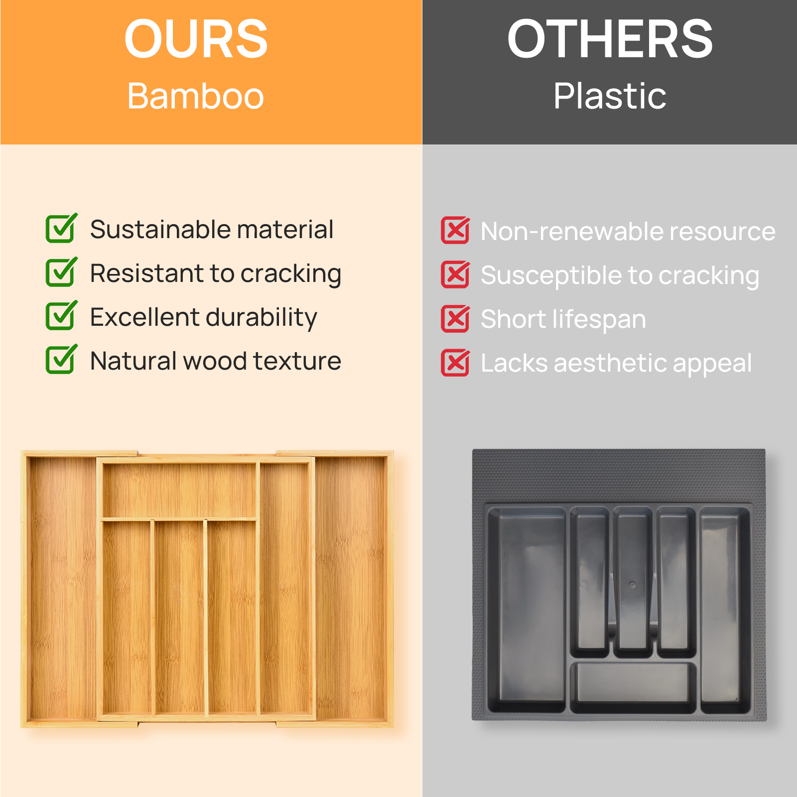 Bamboo Kitchen Drawer Organize - đánh giá và giá Drawer Organizer Bamboo
