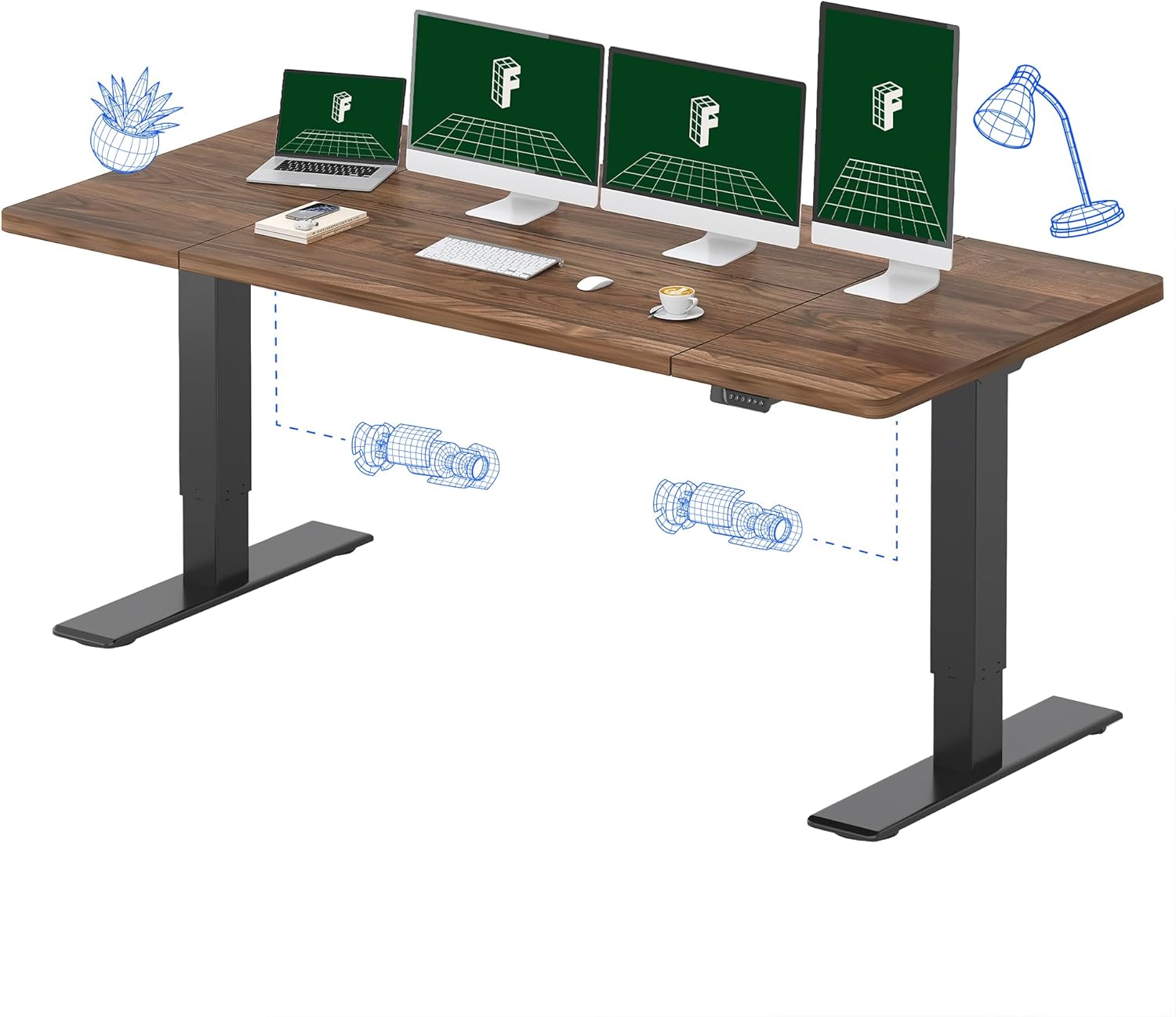 Electric Standing Desk with Du - đánh giá và giá Desk Setup Dual Monitor