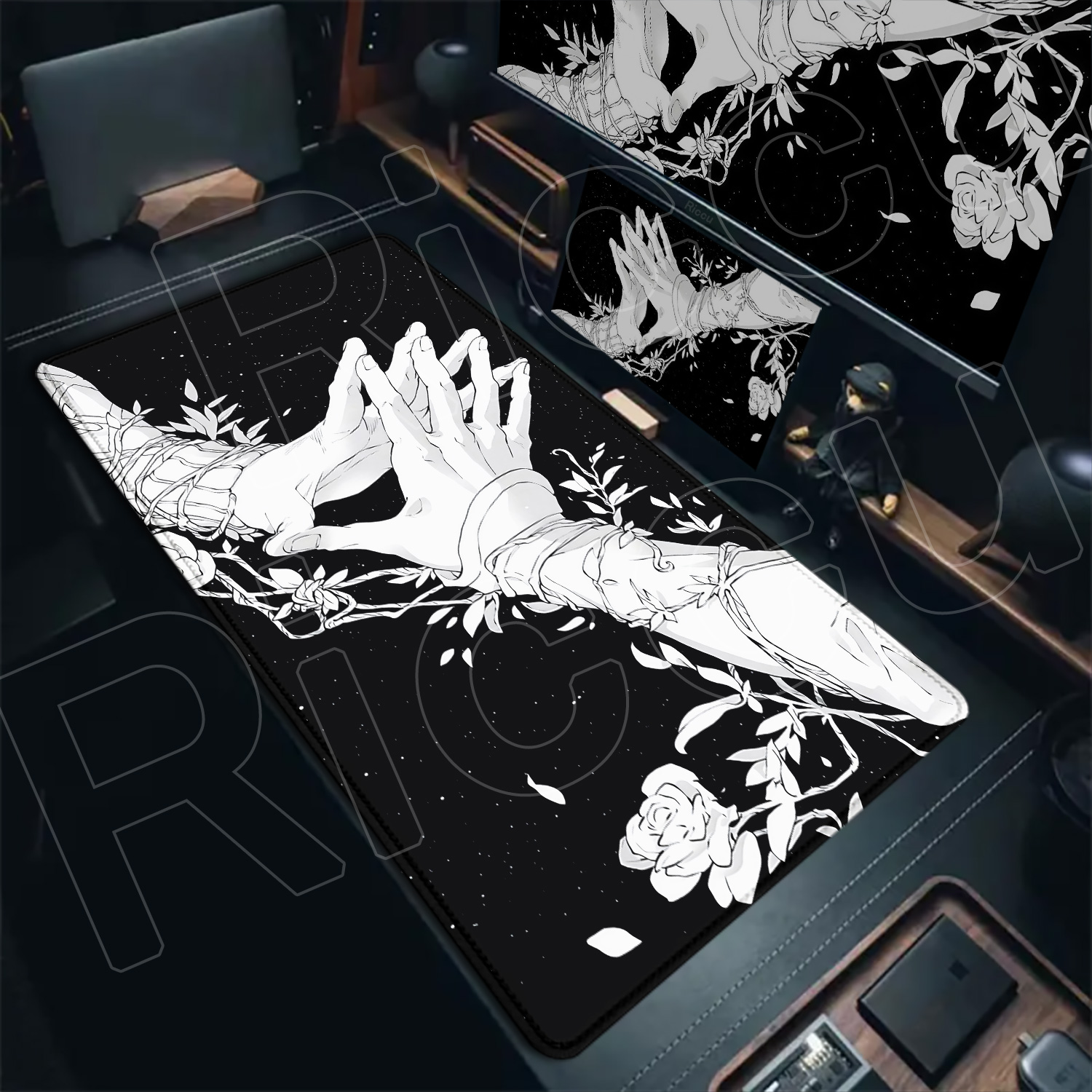 HD Large Black White XXL Gothi - đánh giá và giá Desk Setup Gear
