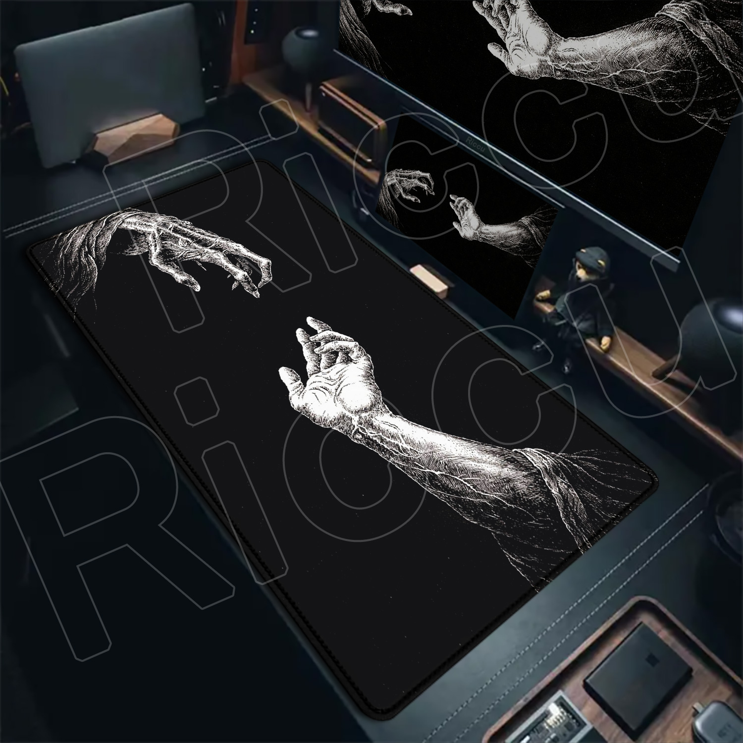 HD Large Black White XXL Gothi - đánh giá và giá Desk Setup Gear