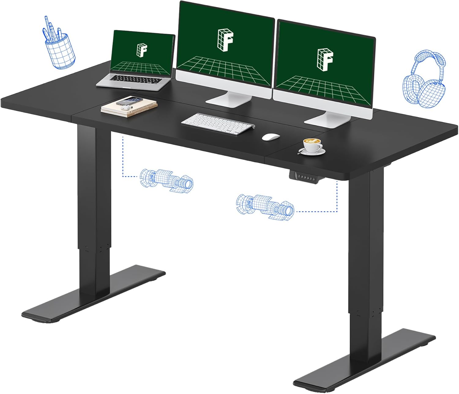 Electric Standing Desk with Du - đánh giá và giá Desk Setup Dual Monitor