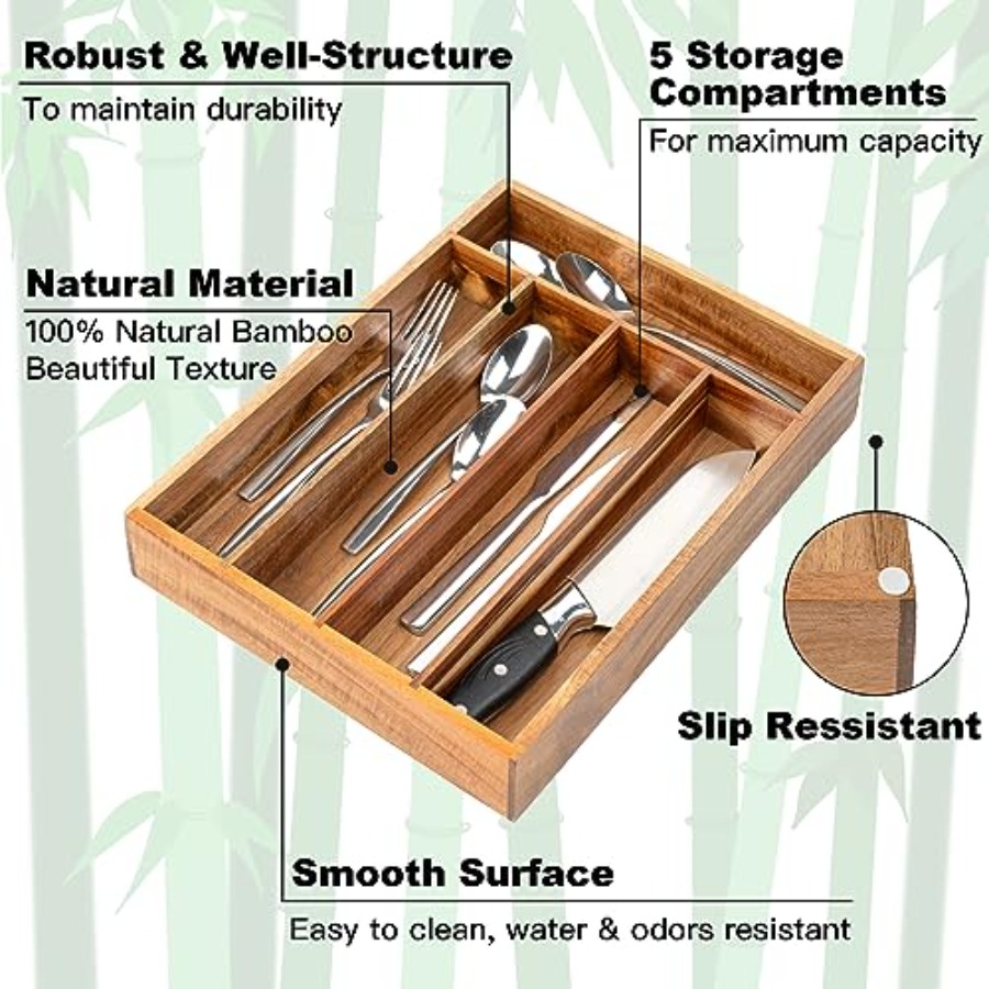 Silverware Organizer Kitchen D - đánh giá và giá Drawer Organizer Bamboo