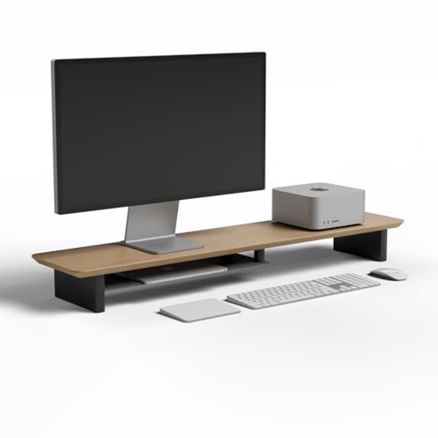 White Oak Dual-Tier Ergonomic  - đánh giá và giá Desk Setup Dual Monitor